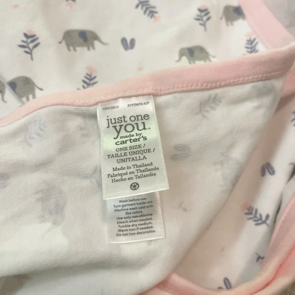 Carters Just One You Pink White Elephant Cotton Baby Receiving Blanket Flower‎